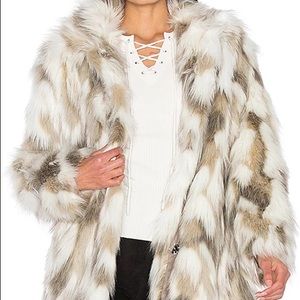 Dolce Vita 
Frances Faux Fur Coat in Cream & Taupe
